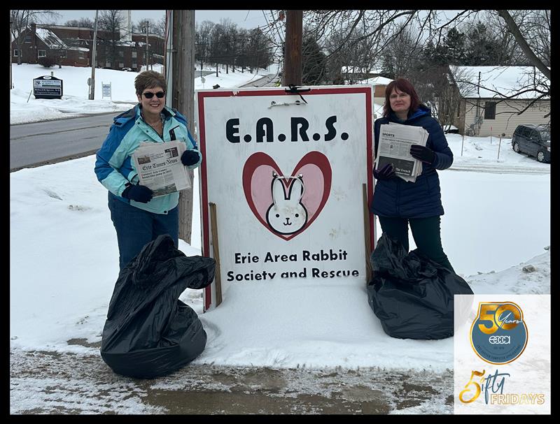 Cordie and Sandra delivering newspapers to EARS.