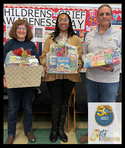 Doug and Cindy delivering items to Grover Cleveland